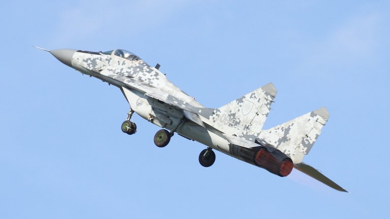 A Slovak Air Force MiG-29 Fulcrum fighter jet.