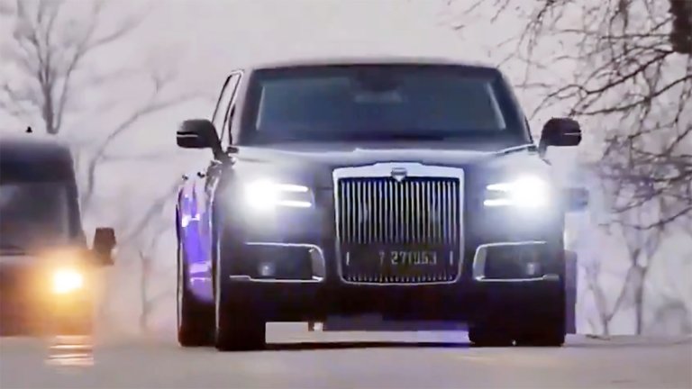 Kim Jong Un takes his new Russian limo out for a spin