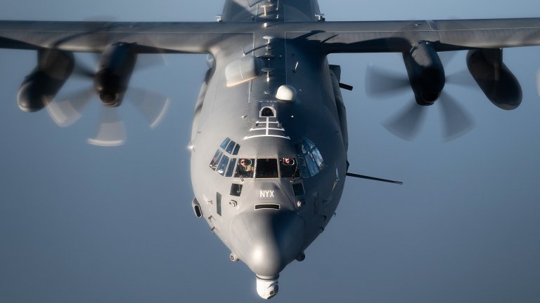 A U.S. Air Force AC-130J Ghostrider flies over the U.S. Central Command area of responsibility, Jan. 31, 2025. Designed for close air support, air interdiction and armed reconnaissance, the AC-130J provides CENTCOM forces an expeditionary, direct-fire platform with 30mm and 105mm cannons. (U.S. Air Force photo by Staff Sgt. Gerald R. Willis)